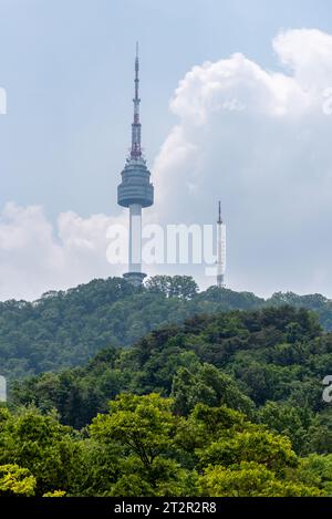 Namsan Seoul broadcasting and observatory tower in Seoul, South Korea on 20 May 2023 Stock Photo