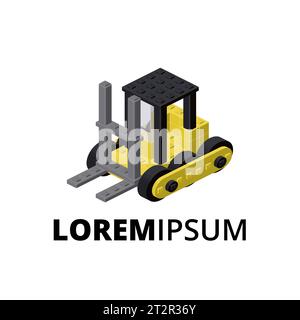 Logo with forklift for printing and design. Vector illustration. Stock Vector