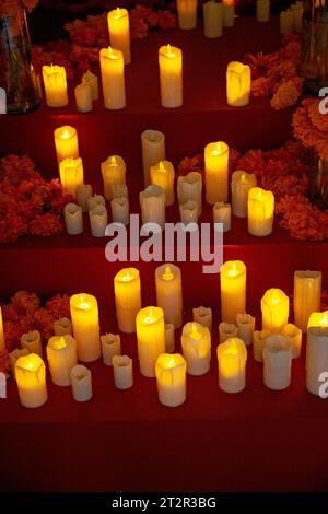 Altar off  Avenida Presidente Masaryk during  Festival de Flores (Day of the Dead)  in Polanco Neighbourhood in Mexico City, Mexico Stock Photo