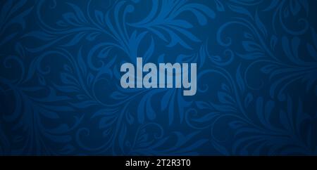 vector illustration blue background with floral motif abstract patterns for Presentations marketing, decks, ads, books covers, Digital interfaces, Stock Vector