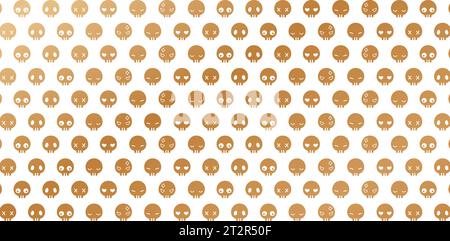 Vector illustration Seamless pattern golden colors with skulls for Halloween backgrounds, Fashionable modern wallpaper or textiles, books covers Stock Vector