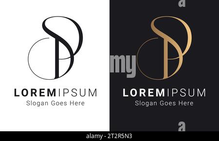 Luxury Initial SP or PS Monogram Text Letter Logo Design Stock Vector