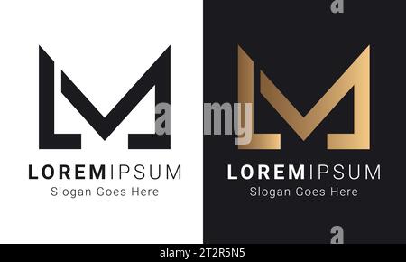 Luxury Initial ML or LM Monogram Text Letter Logo Design Stock Vector