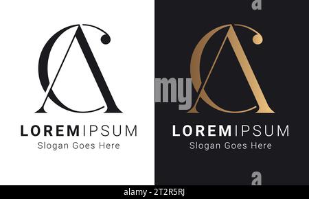 Luxury Initial CA or AC Monogram Text Letter Logo Design Stock Vector