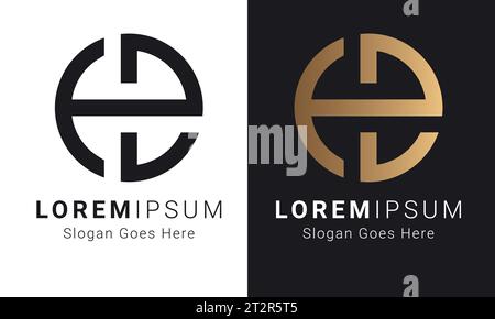 Luxury Initial HE or EH Monogram Text Letter Logo Design Stock Vector