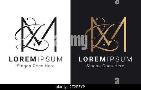 Luxury Initial ML or LM Monogram Text Letter Logo Design Stock Vector