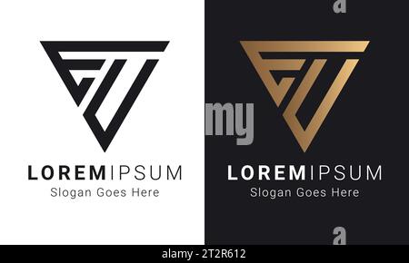 Luxury Initial EV or VE Monogram Text Letter Logo Design Stock Vector