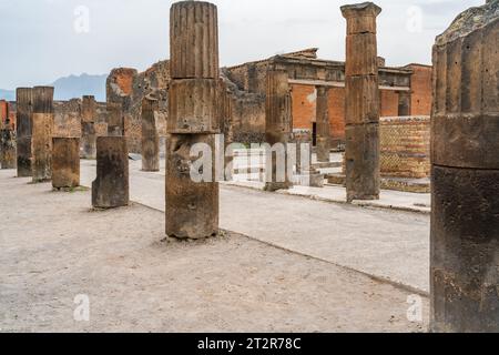 POMPEI, ITALY - SEPTEMBER 20 2023: Ruins of Pompei, an ancient city which was buried by the 79 AD eruption of Mount Vesuvius. The ruins of Pompeii are Stock Photo