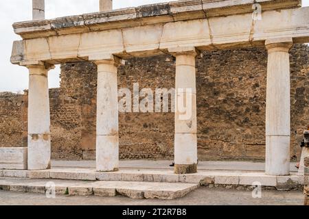 POMPEI, ITALY - SEPTEMBER 20 2023: Ruins of Pompei, an ancient city which was buried by the 79 AD eruption of Mount Vesuvius. The ruins of Pompeii are Stock Photo