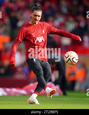 Darwin Nunez of Liverpool warms up before kick off during the Liverpool ...