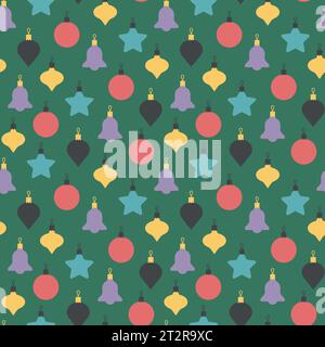 seamless pattern with colorful christmas balls; great for wrapping, textile, wallpaper, greeting card- vector illustration Stock Vector