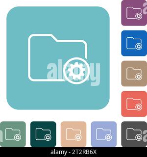 Directory settings outline white flat icons on color rounded square backgrounds Stock Vector