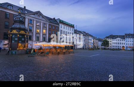 Gammeltorv Square at Blue Hour  in Copenhagen, Denmark Stock Photo