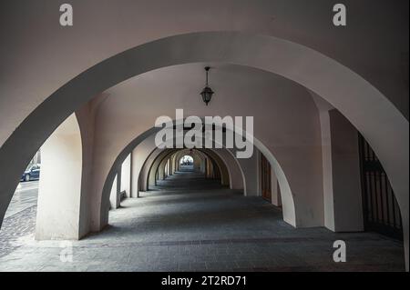 Arch passage, arched corridor street in Krakow, Poland Stock Photo