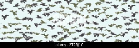Acupat seamless pixel winter white army camo pattern. Digicam mosaic camouflage with squares texture. Vector background Stock Vector