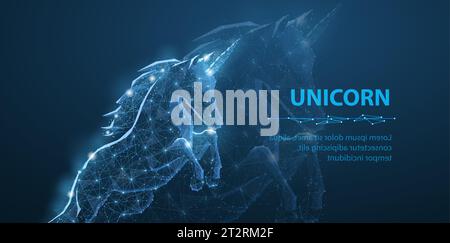 Abstract jumping unicorn. Venture investment, digital business Stock Vector