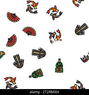 taoism yang yin ying chinese vector seamless pattern Stock Vector