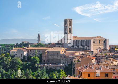 Basilica of San Domenico church and skyline of Perugia. Umbria region, Italy Stock Photo