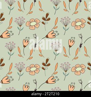 organic flat pressed flowers pattern in vector form Stock Vector