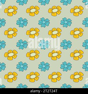 organic flat pressed flowers pattern in vector form Stock Vector