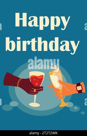 Birthday card, event invitation, champagne with splashes, card ...