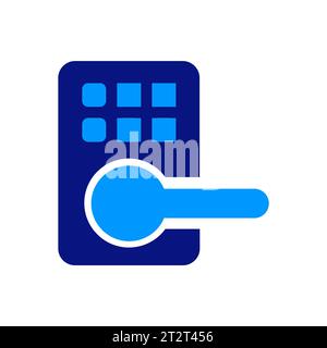 Hotel door lock, smart keylock, Security systems, Home Automation, Access control, password recognition, Door Handle with security, keycard. icon set. Stock Photo