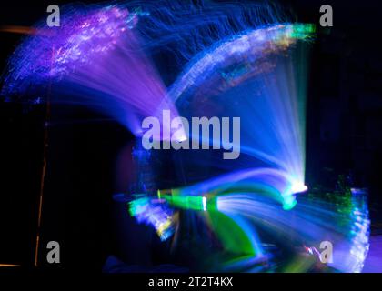 beautiful and colorful light paintings, abstract light lines and contours, happy light textures Stock Photo