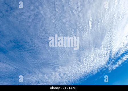 Altocumulus clouds against a blue sky - British Columbia, Canada Stock Photo