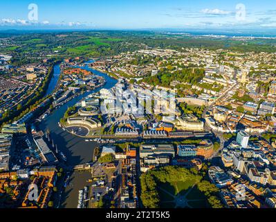 Aerial view of central Bristol in sunny morning, England Stock Photo