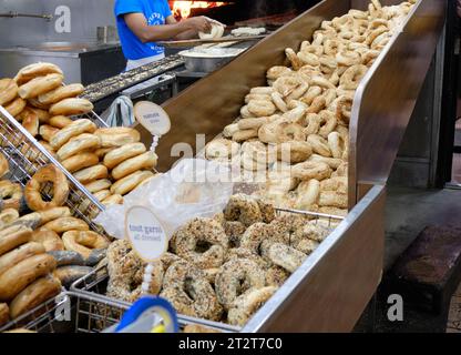bagels on display at St-Viateur bagel shop Stock Photo