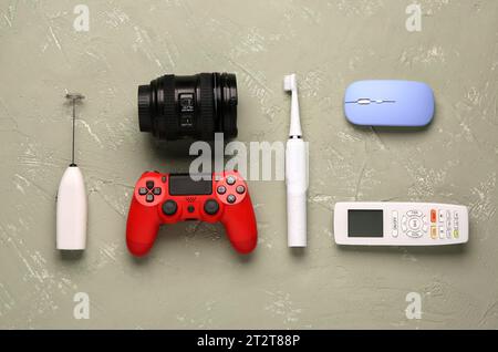 Modern gadgets on grunge background Stock Photo