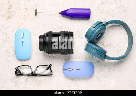 Modern gadgets on grunge background Stock Photo