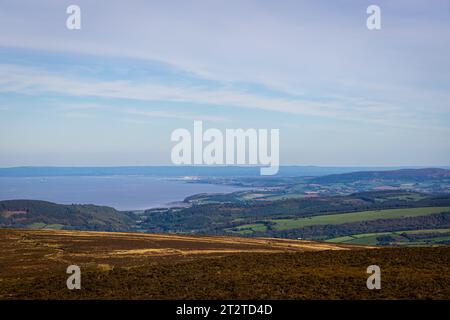 Aerial view of the Dunkery hill, the highest point of Exmoor, England Stock Photo