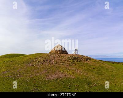 Aerial view of the Dunkery hill, the highest point of Exmoor, England Stock Photo