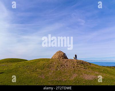 Aerial view of the Dunkery hill, the highest point of Exmoor, England Stock Photo