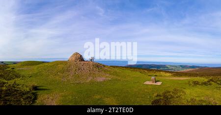 Aerial view of the Dunkery hill, the highest point of Exmoor, England Stock Photo