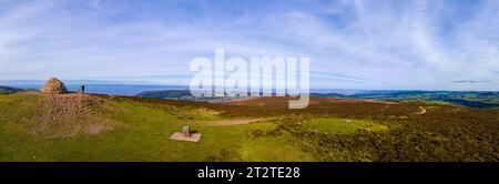 Aerial view of the Dunkery hill, the highest point of Exmoor, England Stock Photo