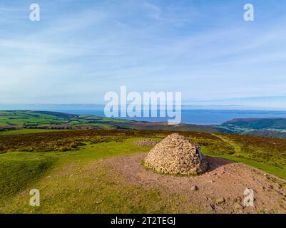 Aerial view of the Dunkery hill, the highest point of Exmoor, England Stock Photo