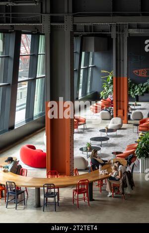 Pier 57 is a converted marine aviation terminal that now serves as a food hall, 2023, New York City, USA Stock Photo