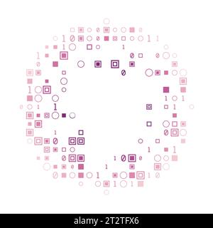 Artistic geometric matrix background in magenta colors. Amazing circular vector illustration. Stock Vector