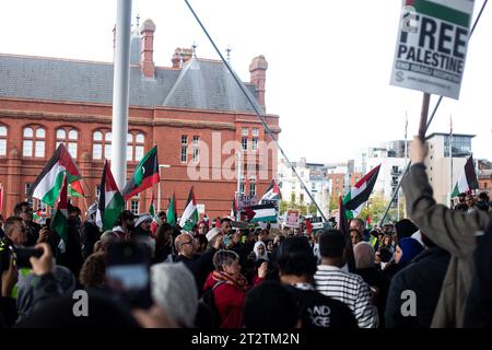 CARDIFF, WALES. 21st October 2023. Protesters March From Cardiff City ...