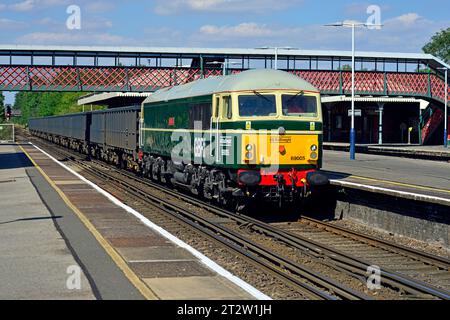 GBRf Class 69 Co-Co diesel electric locomotive No. 69005 'Eastleigh' is seen passing through St Denys station en-route to Southampton Western Docks. Stock Photo