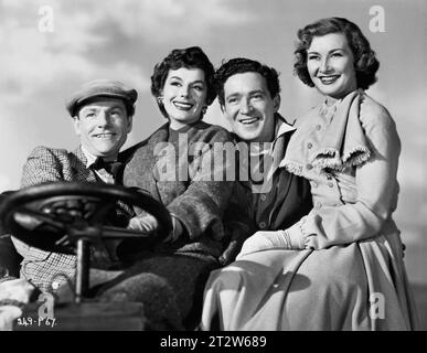 Portrait of KENNETH MORE KAY KENDALL JOHN GREGSON and DINAH SHERIDAN for GENEVIEVE 1953 Director HENRY CORNELIUS Screenplay WILLIAM ROSE Costume Design MARJORY CORNELIUS Music LARRY ADLER Sirius (GFD) Stock Photo