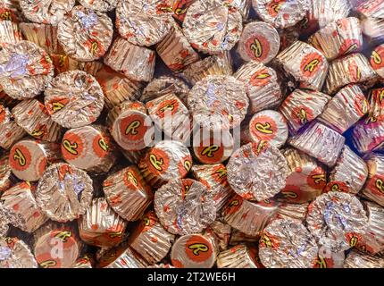 Hershey, Pennsylvania, November 17, 2022: Halloween Reese's Peanut Butter cups on display at Hershey Chocolate World in Hershey, Pennsylvania Stock Photo