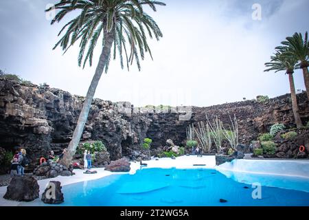 Swimming pool in Lanzarote, Canary Islands, Spain Stock Photo