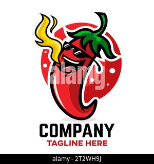 Cartoon mascot hot chili pepper logo Stock Vector