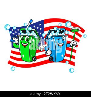Trash can bin cleaning logo Stock Vector