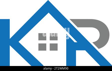 Vector KR with Home and Real estate logo Stock Vector