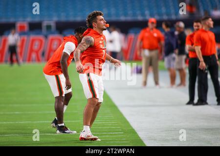 Canes WR Xavier Restrepo - Miami Gardens, Florida, USA. 21 October, 2023. Miami Hurricanes v Clemson - NCAA, Miami Gardens, Florida, USA. 10th Feb, 2023. Credit: CHRIS ARJOON/Alamy Live News Stock Photo