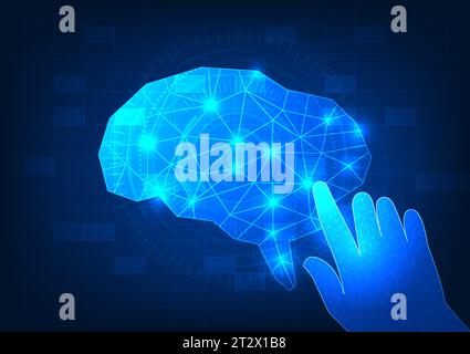 Artificial intelligence technology, or AI, that can process information quickly. Using the process of learning from data To help in human work The han Stock Vector